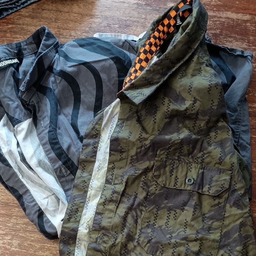Men's Camouflage and Striped Button-Up Shirts